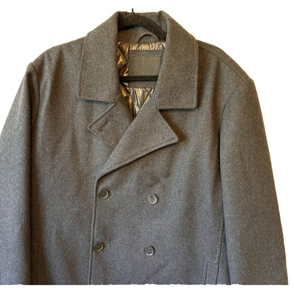 Tahari Coat Women's Size XL Wool Blend Pea Coat Lined Pockets Dark‎ Gray Black - Picture 4 of 14